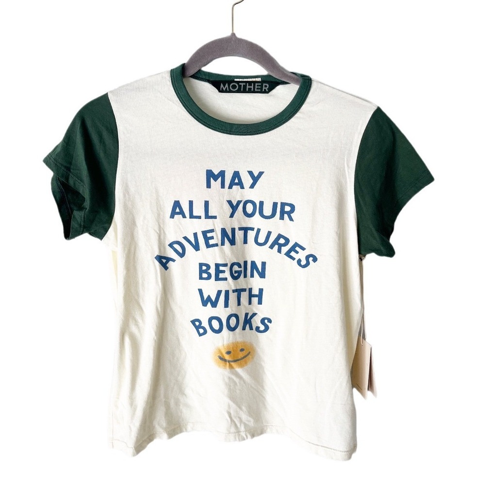 Mother The Goodie Goodie Ringer Tee Book Adventures T-Shirt Size XS NWT